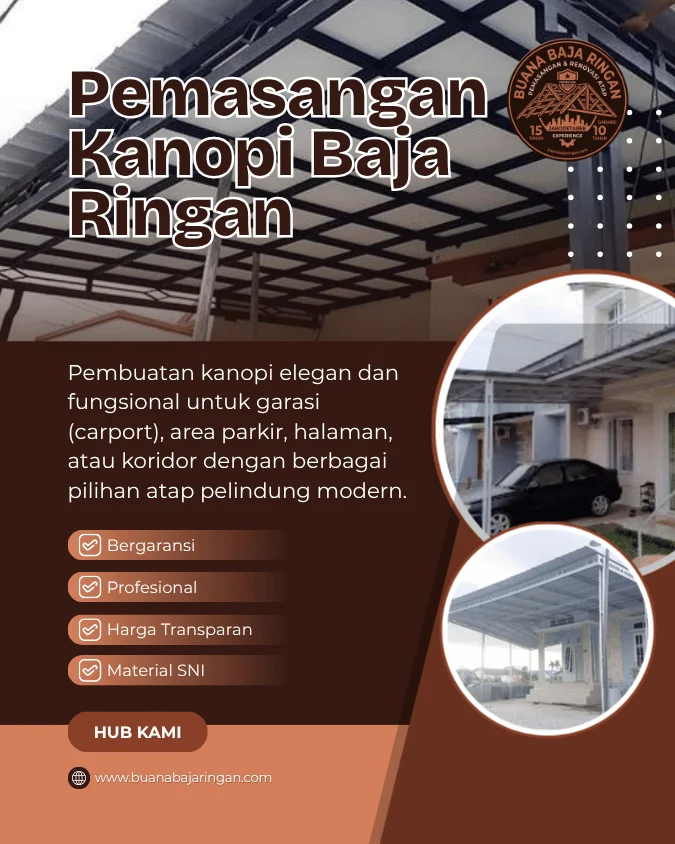 3. Pemasangan Kanopi Baja Ringan