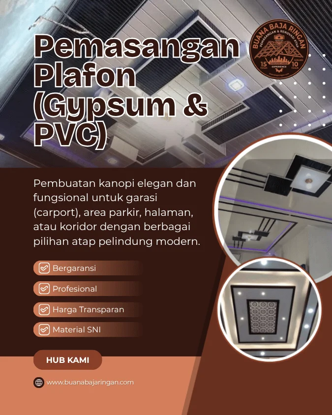 4. Pemasangan Plafon (Gypsum & PVC)