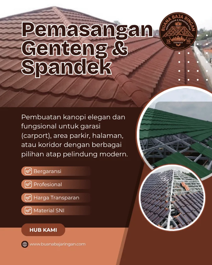 5. Pemasangan Genteng & Spandek